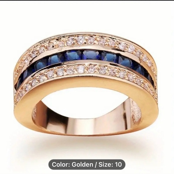 Jewelry - NWT- ElegantBand Ring Paved Rhinestone gold plated
